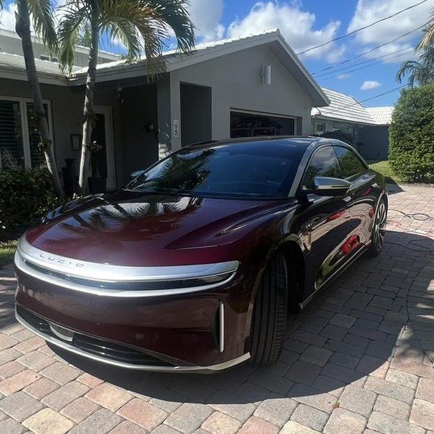 Lucid Air - Burgundy protected at Elite Premium Detailing