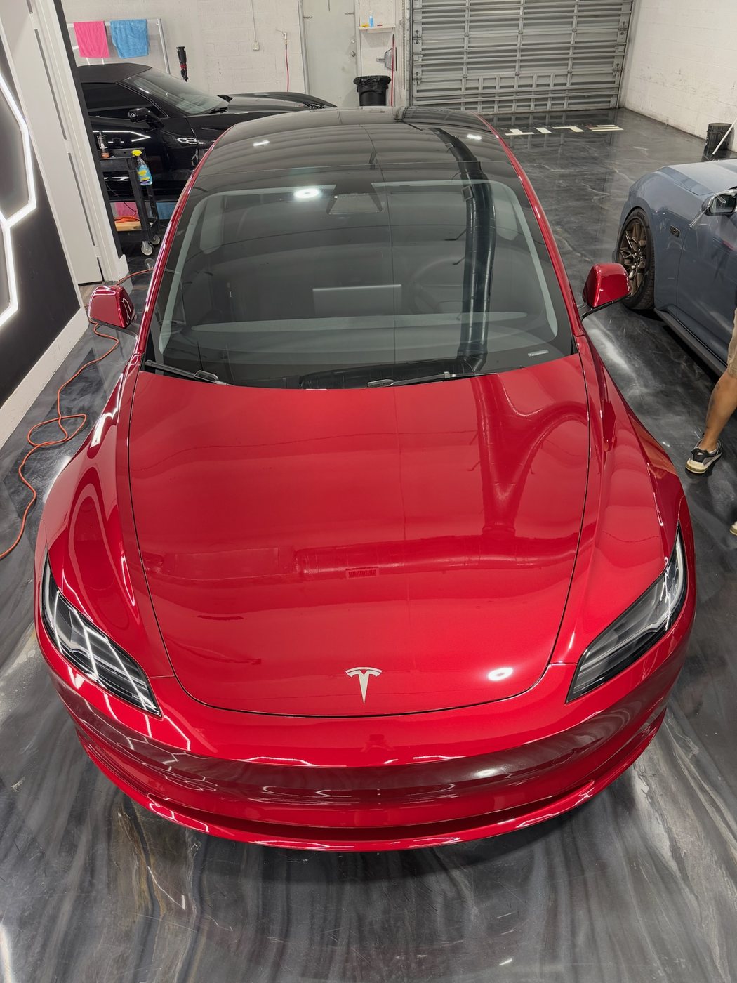 Tesla Model 3, red, front