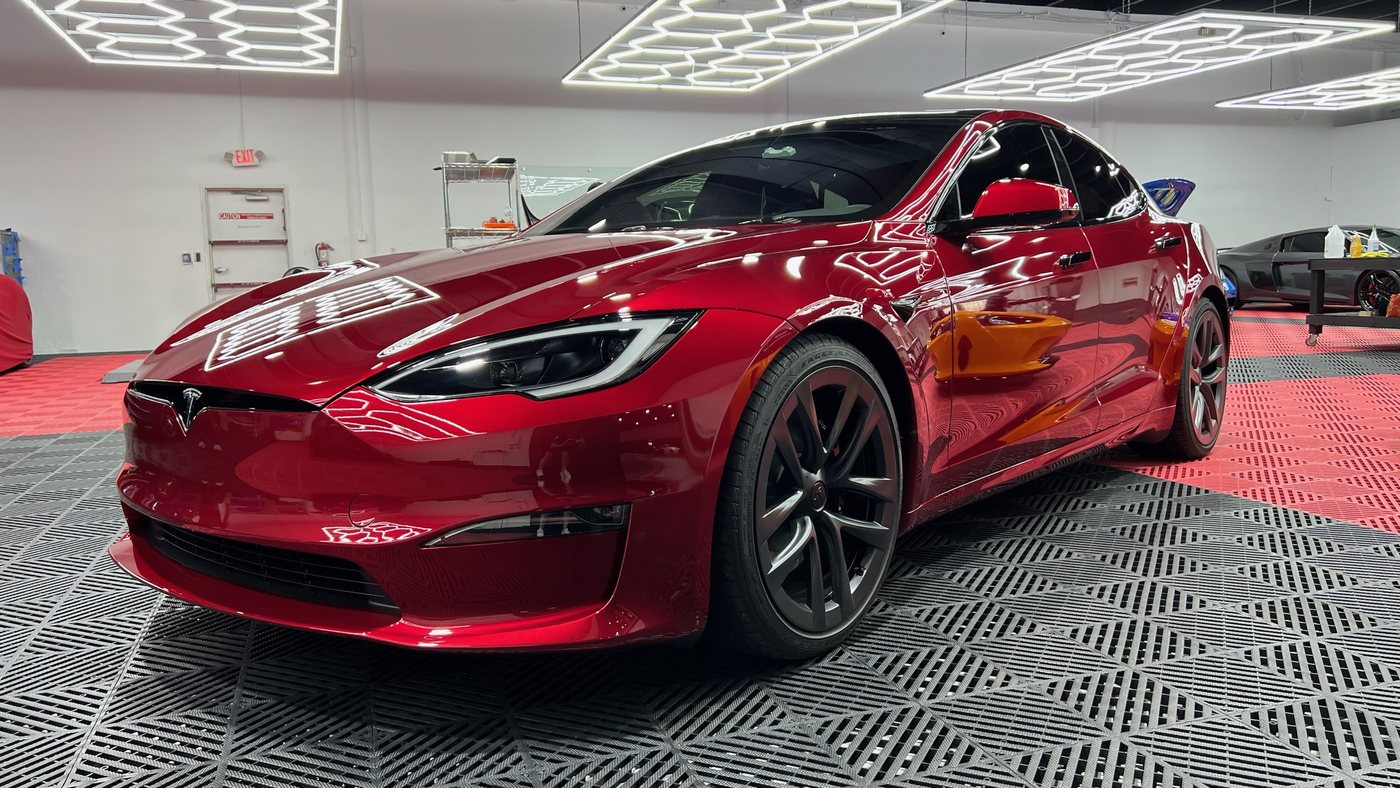 Tesla Model S Plaid - Red protected at Elite Premium Detailing