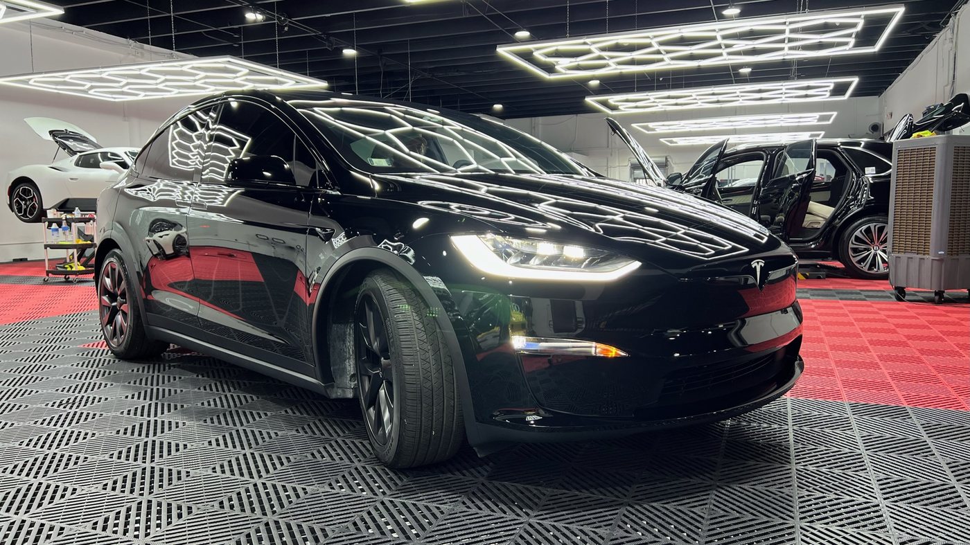 Tesla Model X, black, side