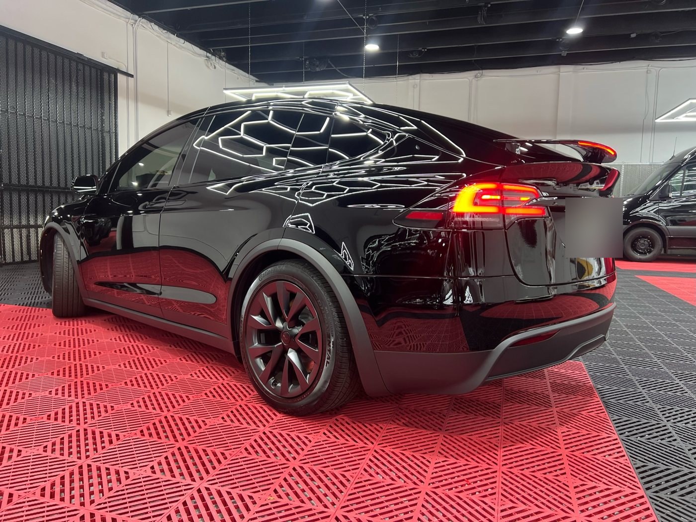 Tesla Model X, black, rear