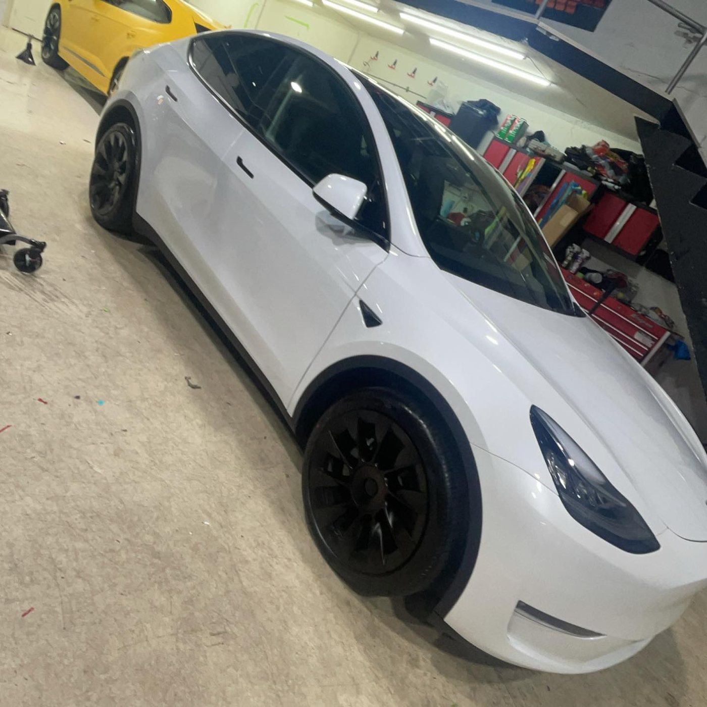 Tesla Model Y - White (Blackout) protected at Elite Premium Detailing
