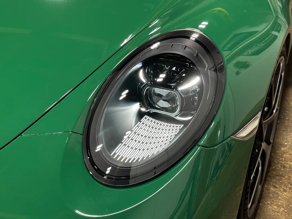 Restored crystal-clear Porsche 911 headlight